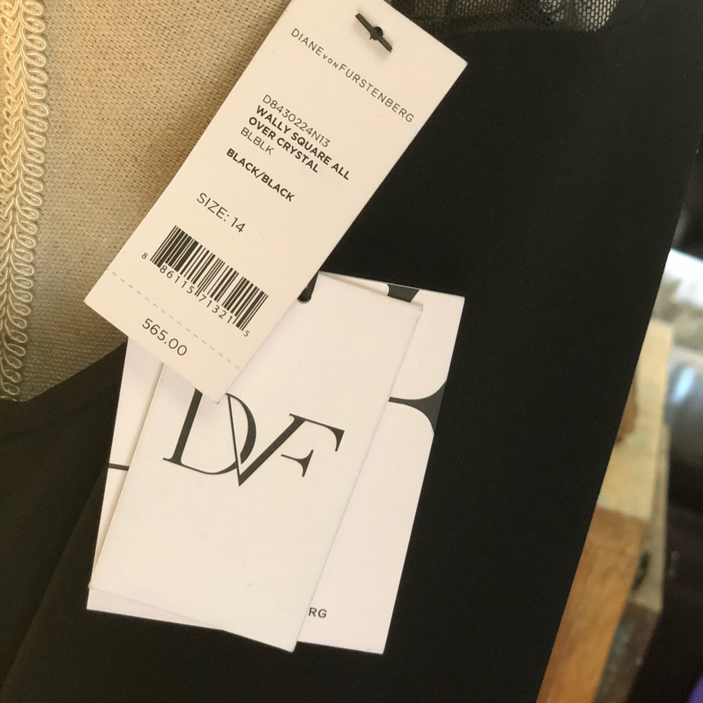 DVF Black dress with crystals NWT